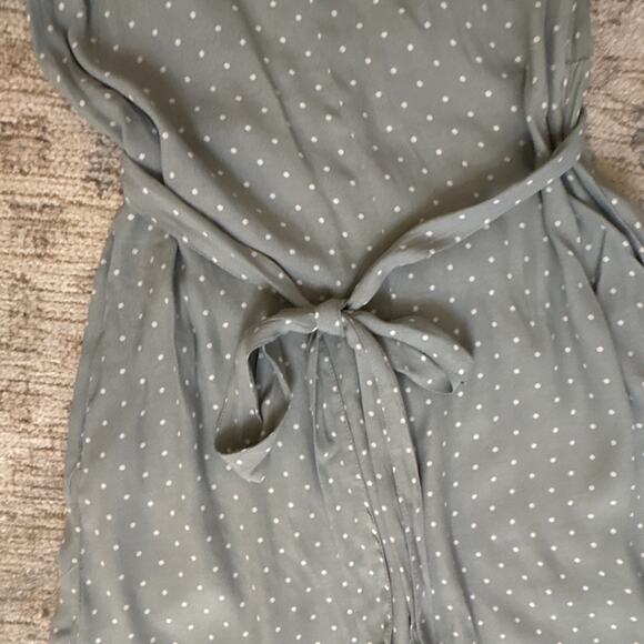 Sage Green Polka Dot Midi Dress Puff Sleeve Romantic Cottagecore Coquet - 6 - Picture 7 of 8